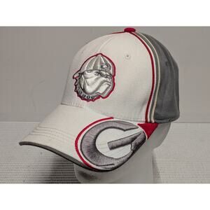 Georgia Bulldogs Hat Mens One Size White Gray Red Stretch Cap College NCAA Big G